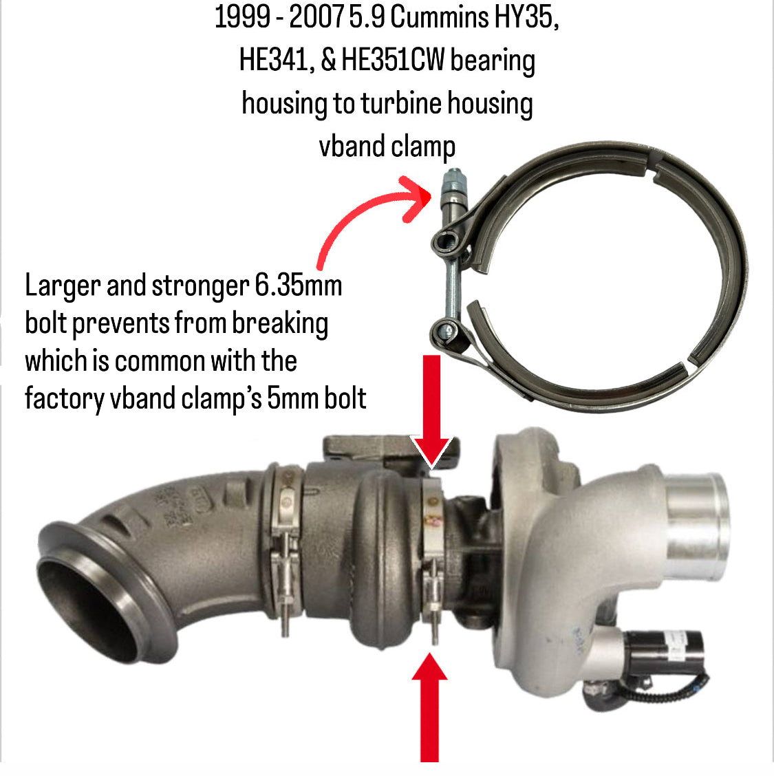 Vband Clamp for 99 - 07 Dodge Ram 5.9 Cummins HY35 HE341 HE351CW Turbo