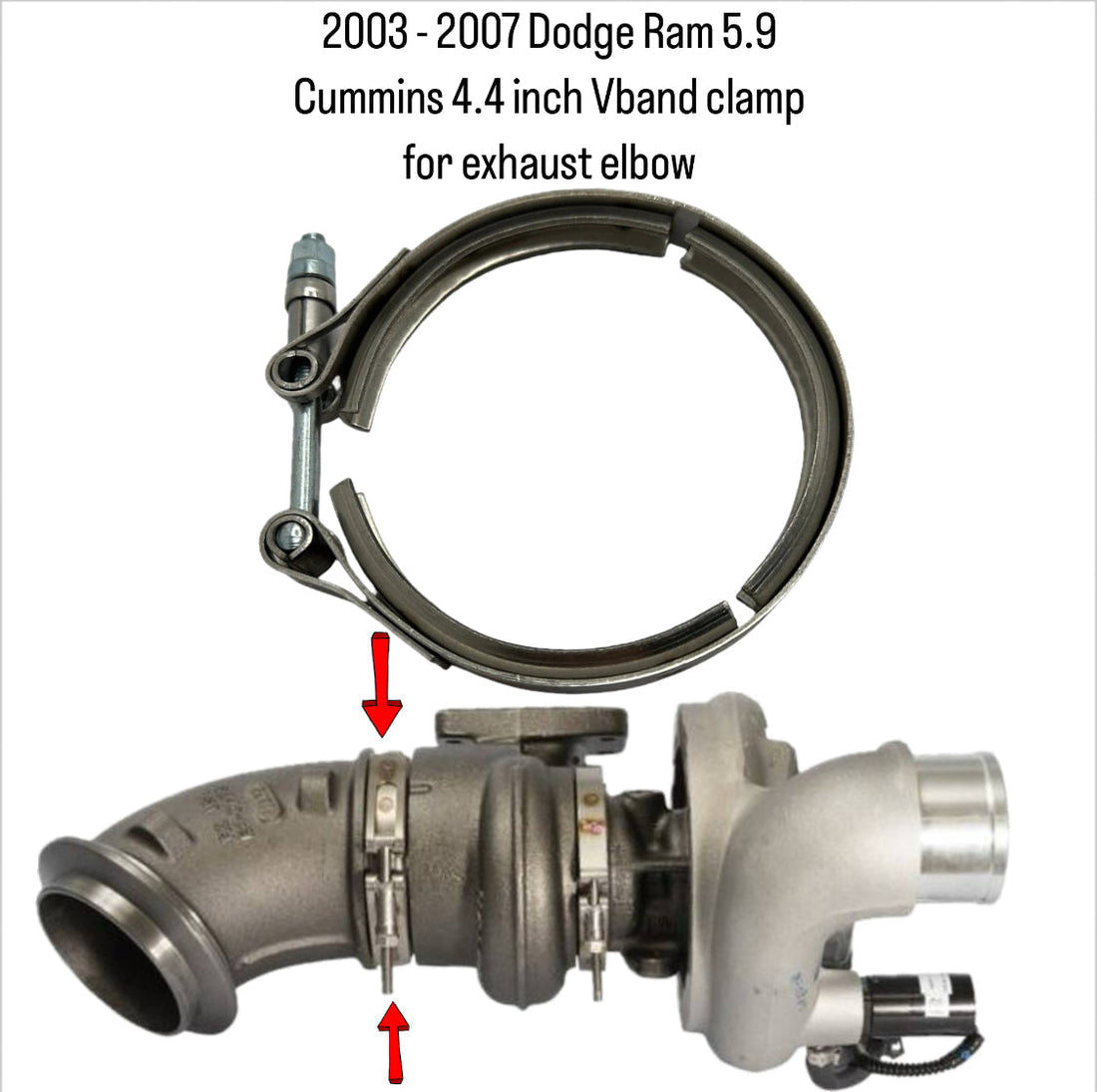 HE341 HE351CW 4.4”  Vband Clamp for 03 - 07 Dodge Ram 5.9 Cummins Exhaust Elbow