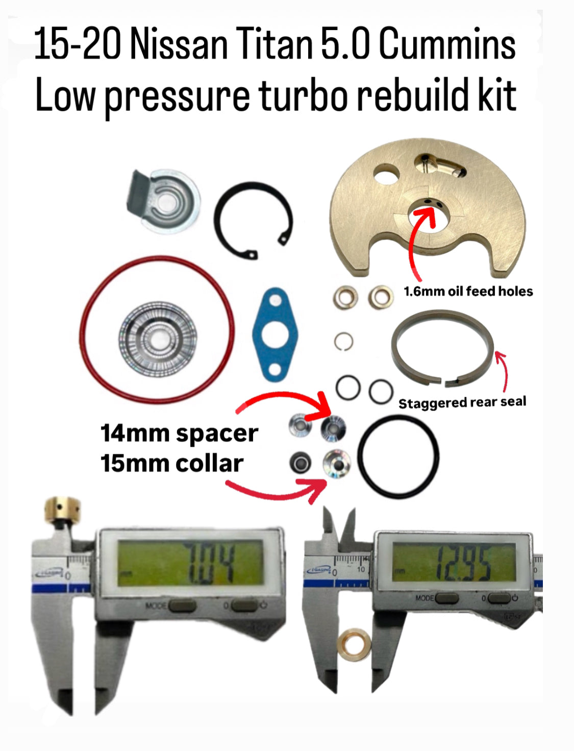 2015 - 2020 Nissan Titan XD 5.0 Cummins High pressure and Low turbo rebuild kit + vband clamp